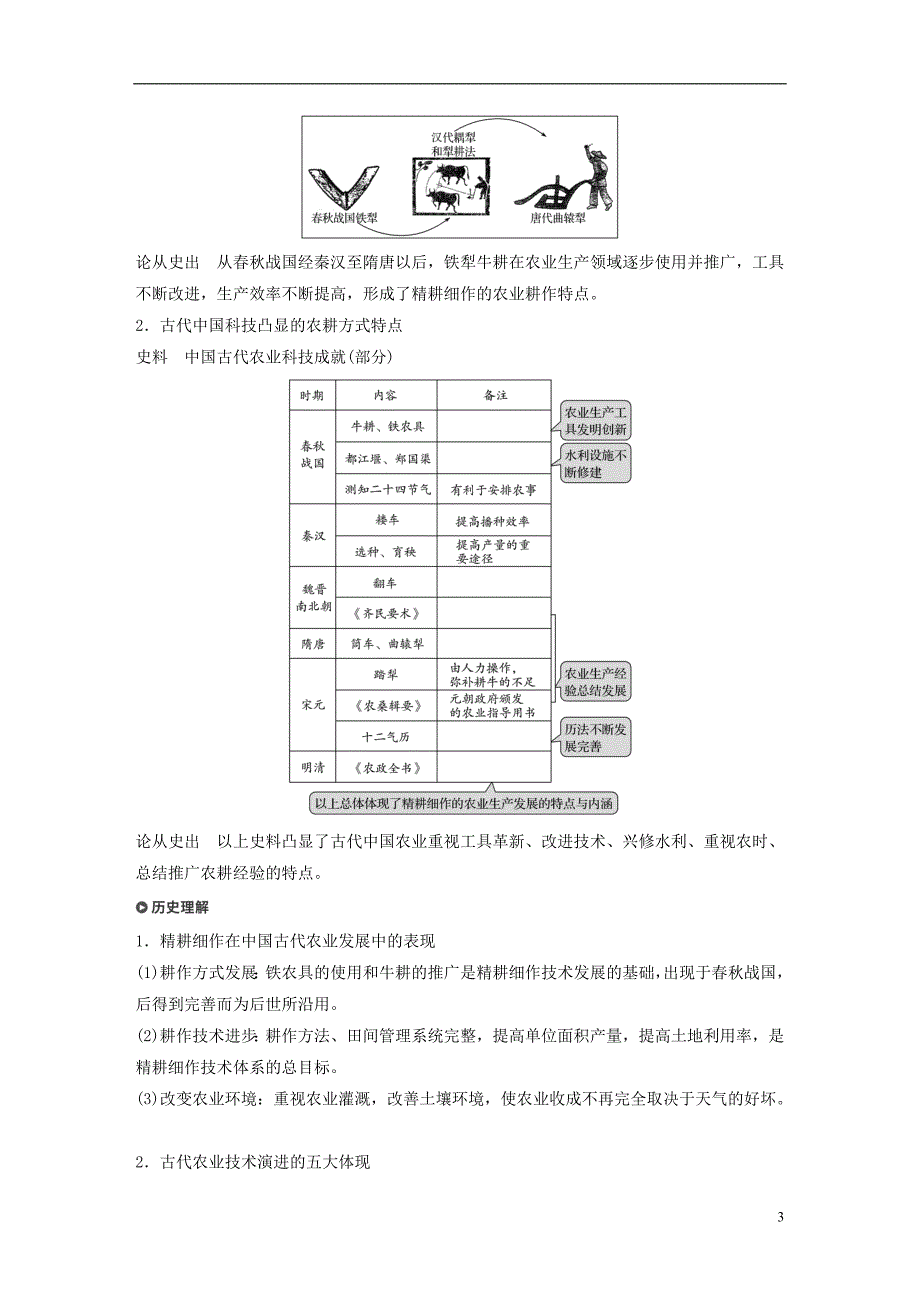 2019版高考历史一轮总复习专题十古代中国经济的基本结构与特点考点24古代中国的农业经济学案_第3页