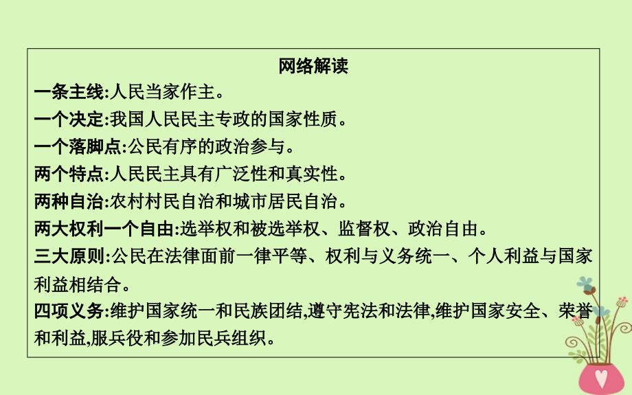 2019届高考政治第一轮复习第一单元公民的政治生活单元总结课件新人教版必修_第3页