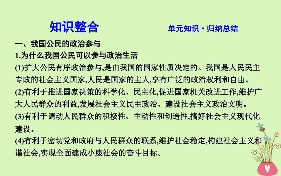 2019届高考政治第一轮复习第一单元公民的政治生活单元总结课件新人教版必修_第5页