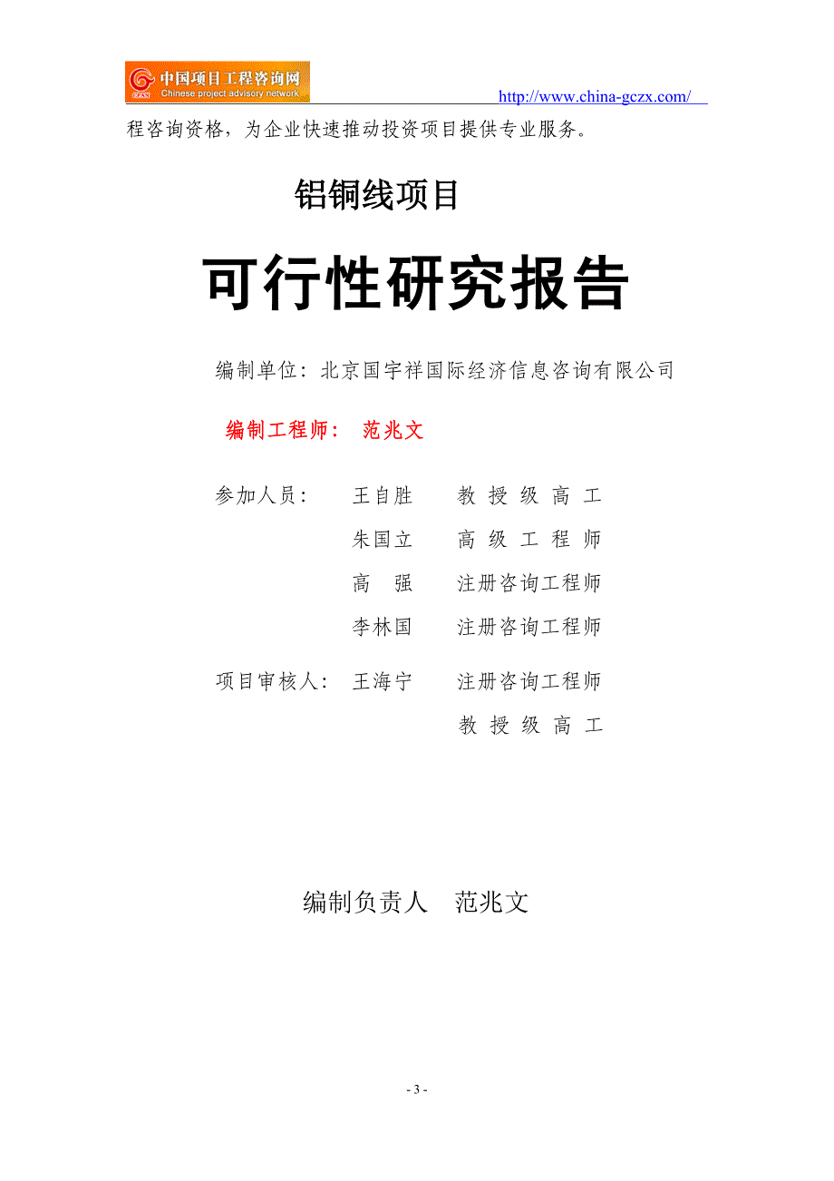 铝铜线项目可行性研究报告（申请报告-备案）_第3页