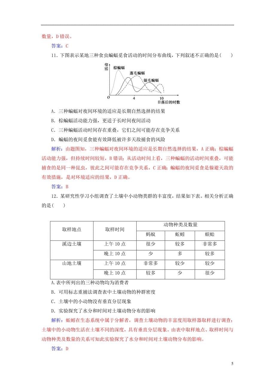 2019届高考生物总复习第九单元生物与环境第2讲群落的结构和演替课时跟踪练_第5页