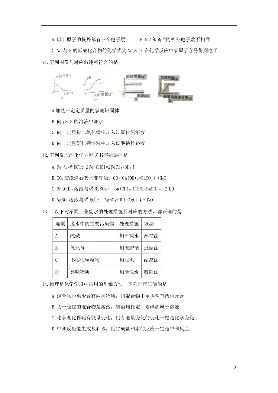 四川省自贡市2018年度中考化学真题试题（无答案）_第3页