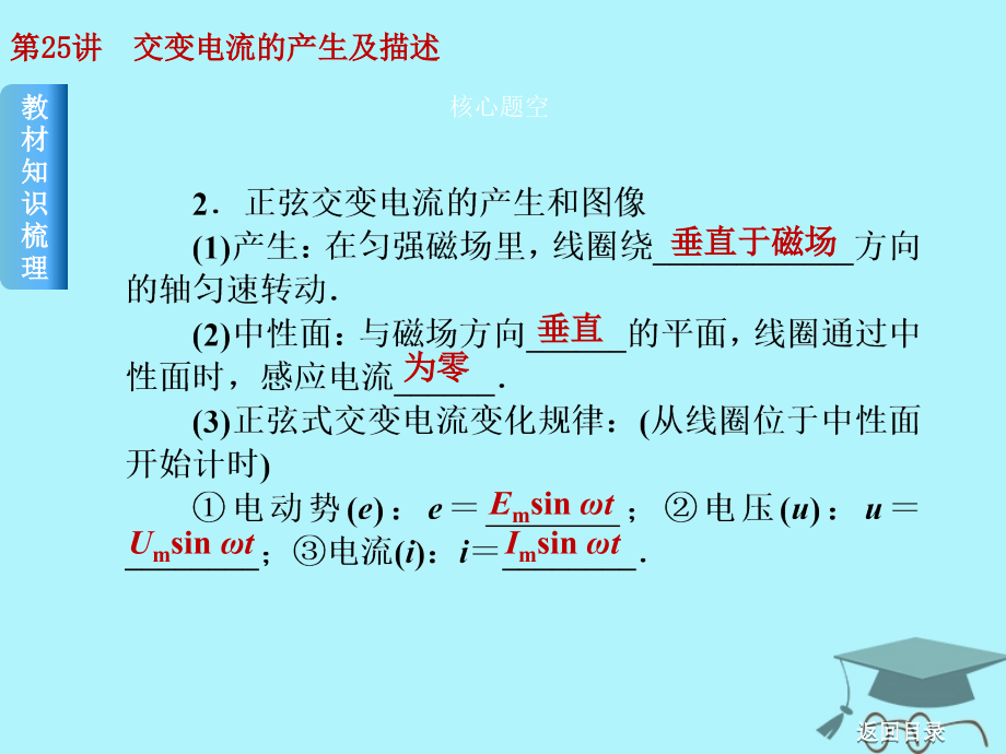 2019届高考物理一轮复习第25讲交变电流的产生及描述课件_第3页