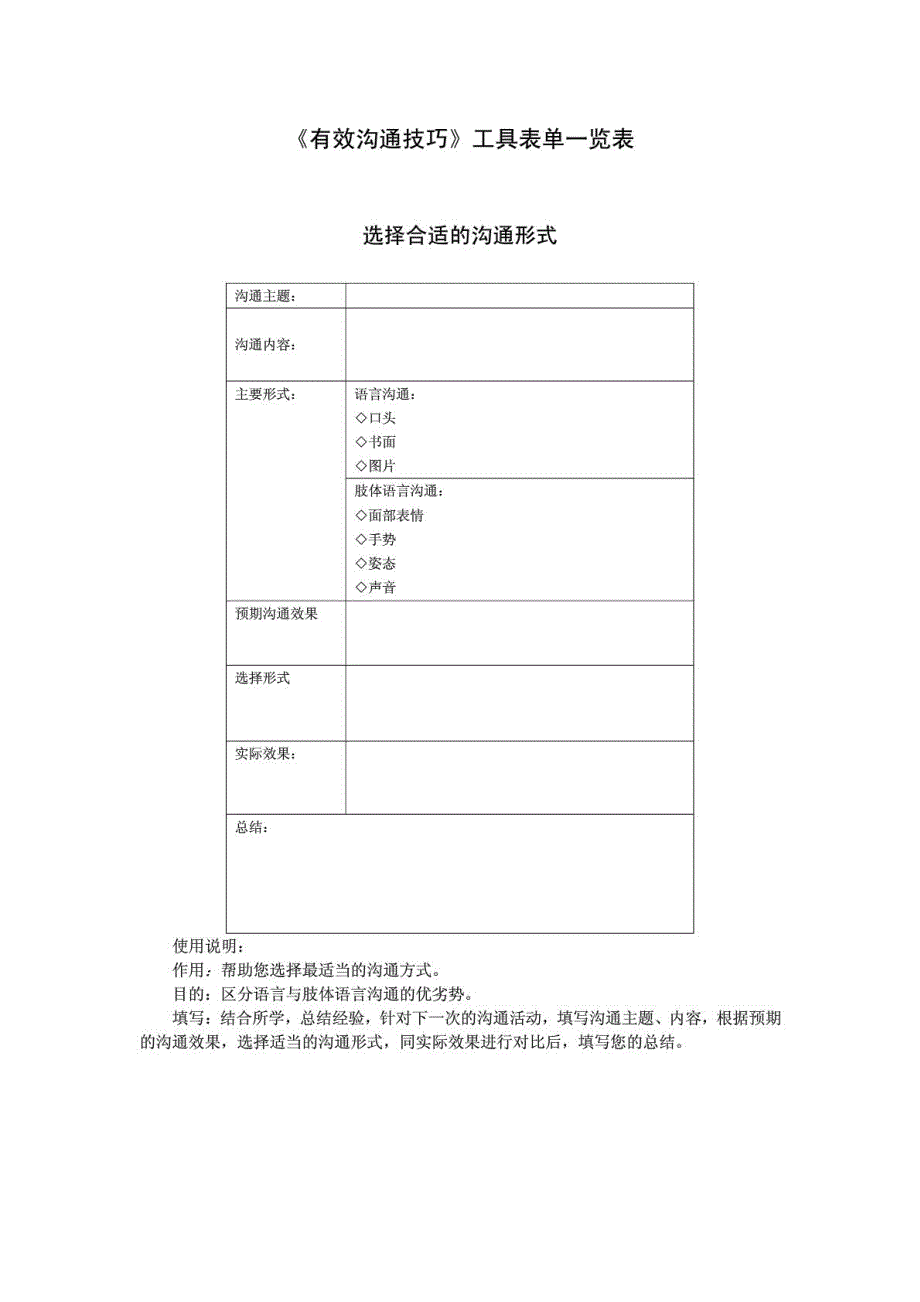 《有效沟通技巧》工具表单一览表_第1页