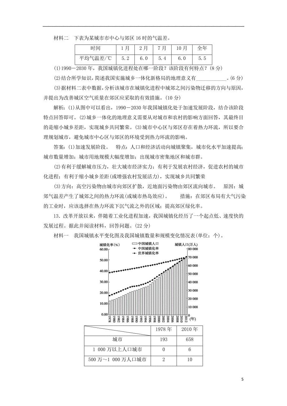 2019版高考地理总复习第八章城市与城市化第20讲城市化课下达标训练新人教版_第5页