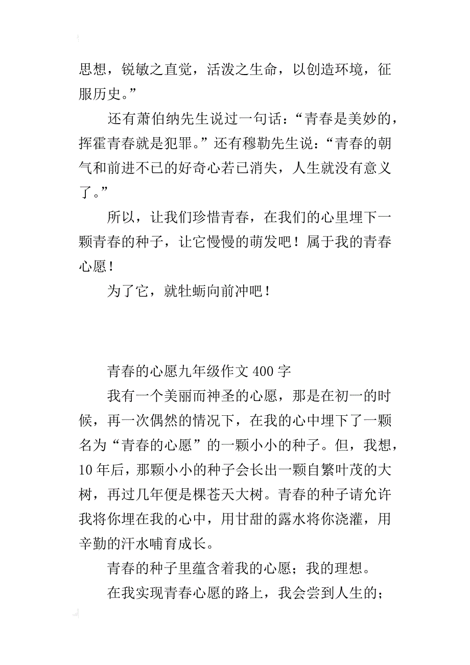 青春的心愿九年级作文400字_第3页