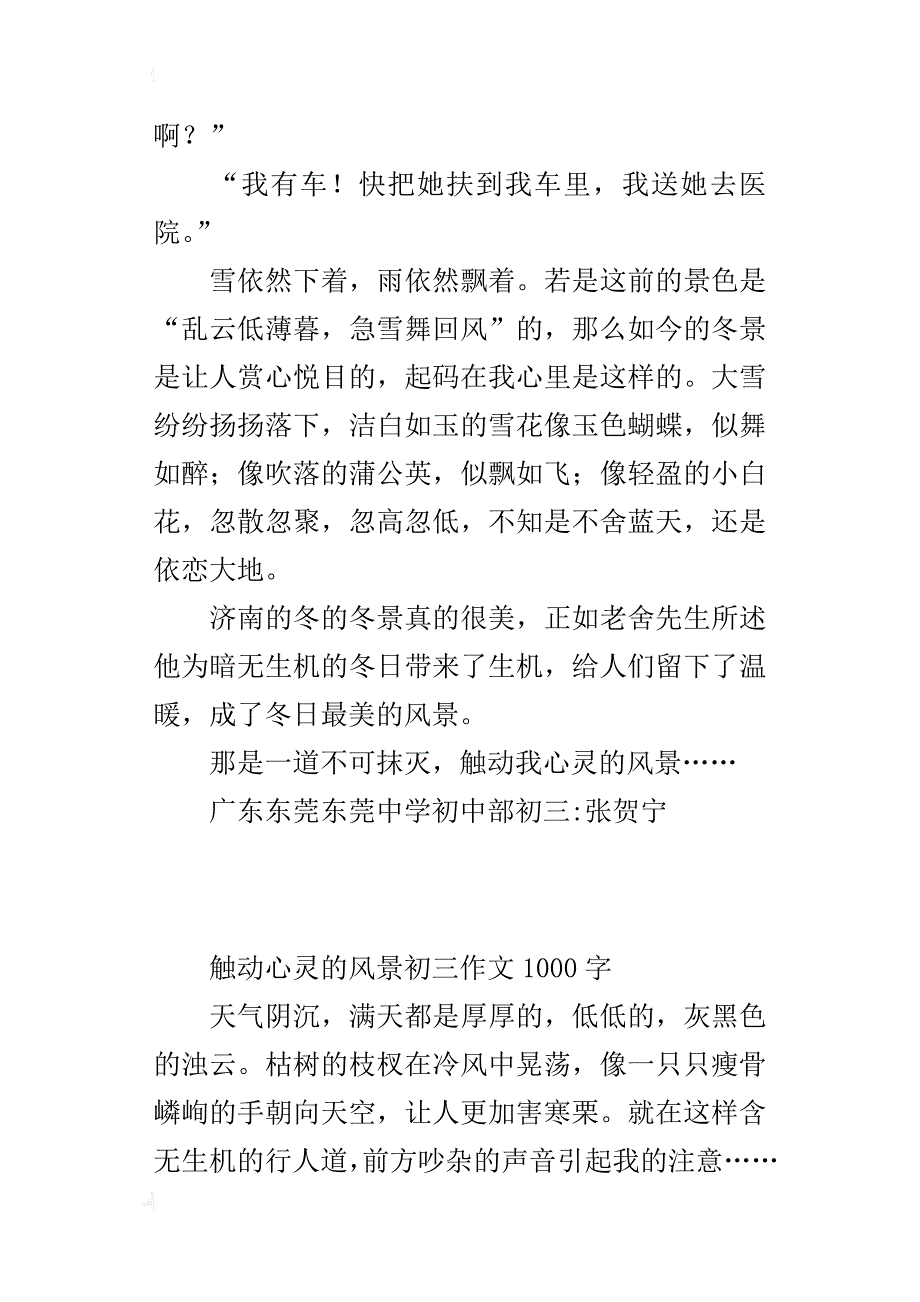 触动心灵的风景初三作文1000字_第3页