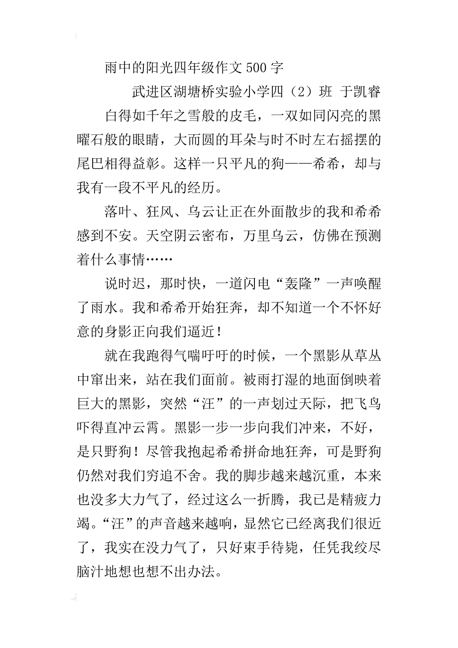 雨中的阳光四年级作文500字_第3页