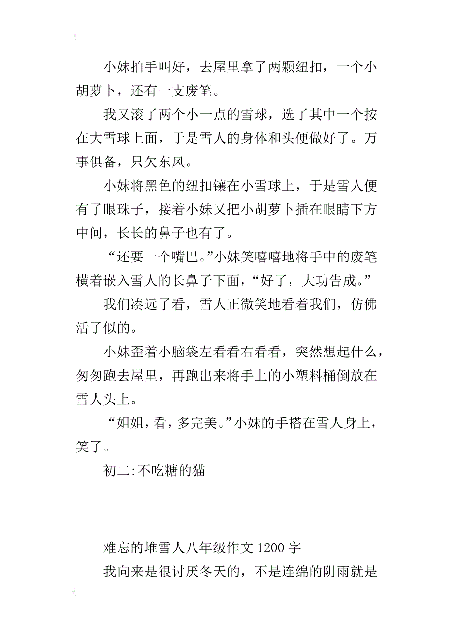 难忘的堆雪人八年级作文1200字_第3页