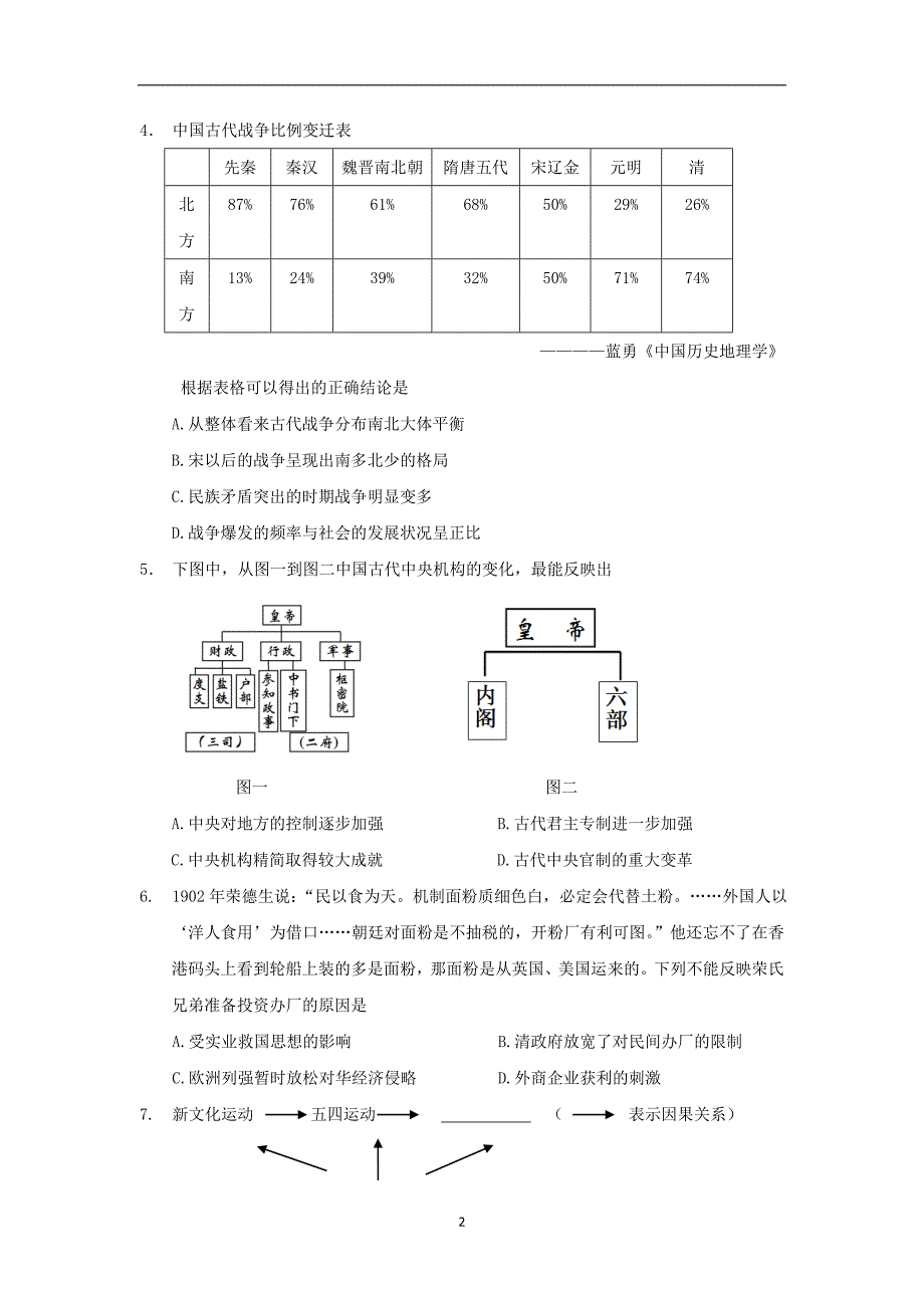 【历史】吉林省吉林市2015届高三第一次摸底考试_第2页