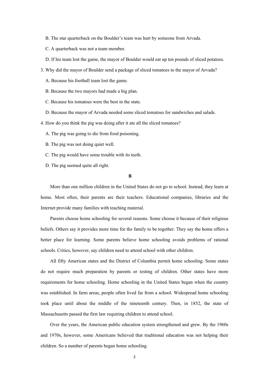 【英语】黑龙江省2015-2016学年高二上学期第一次月考_第2页