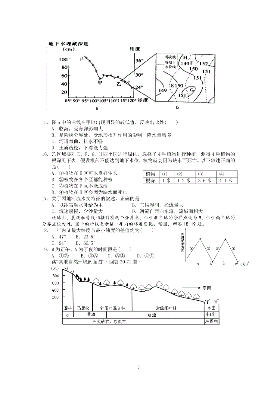 【地理】浙江省2015届高三10月月考_第3页