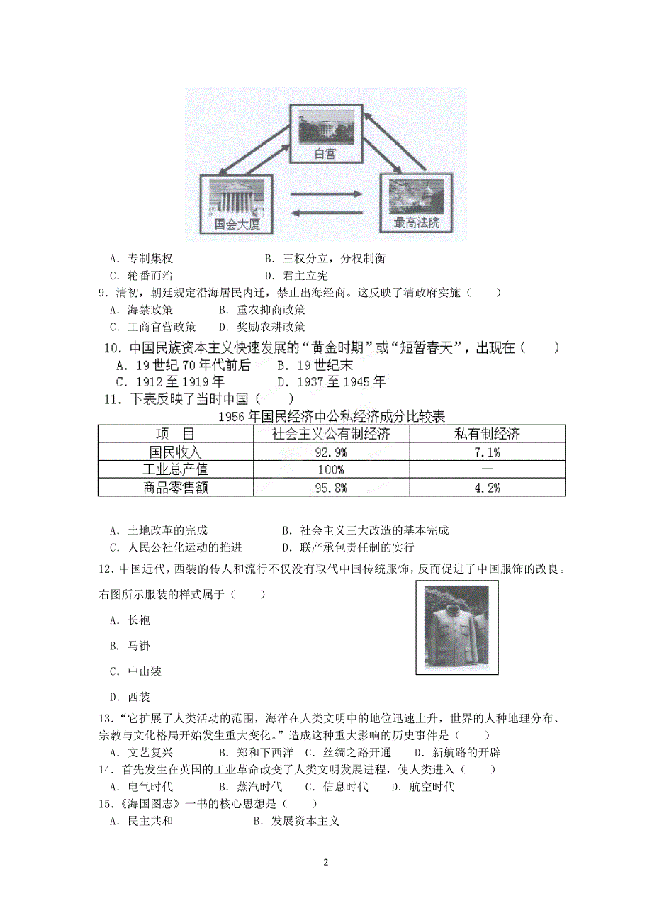 【历史】云南省景洪市第一中学2013-2014学年高二上学期期末考试_第2页