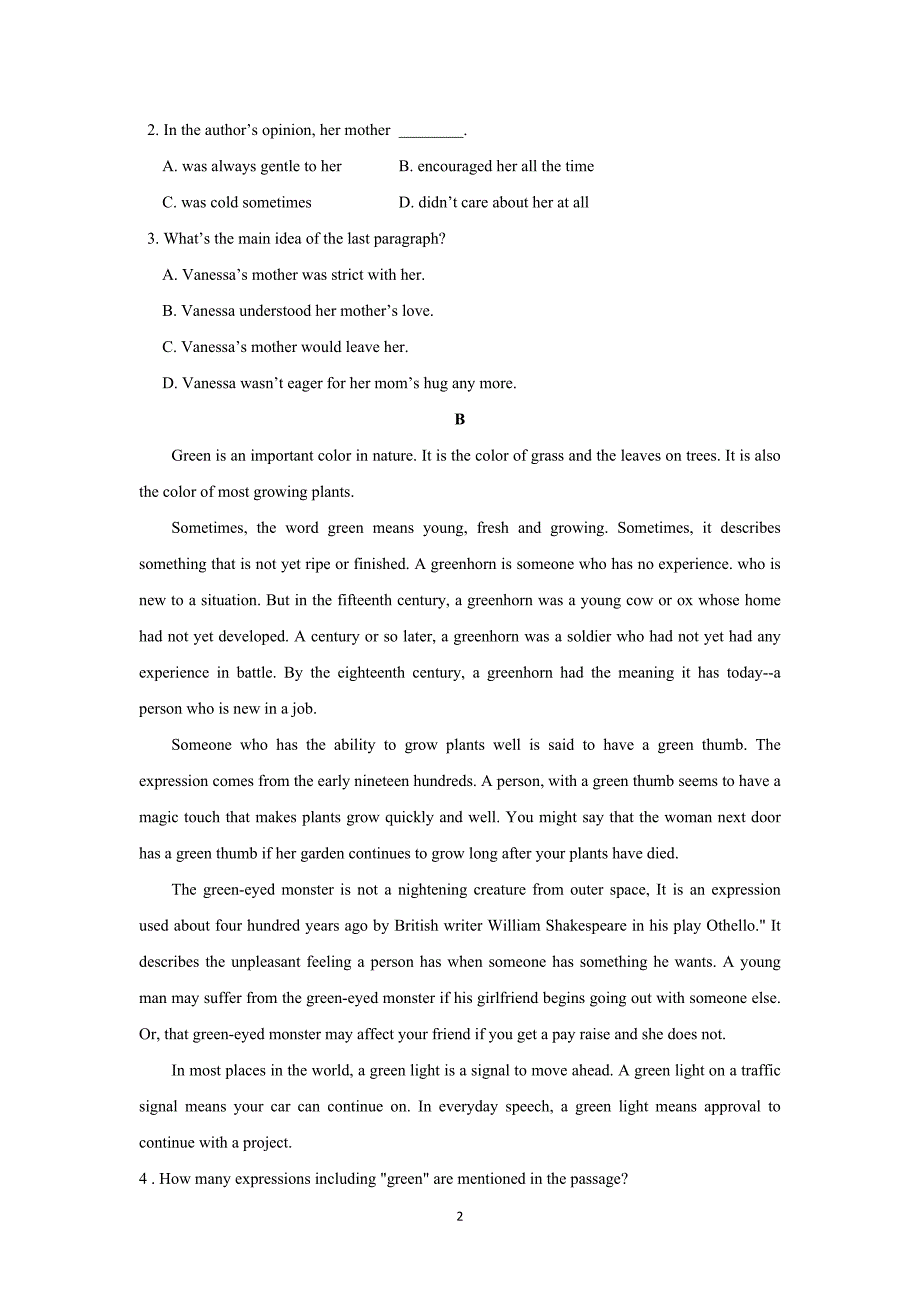 【英语】黑龙江省2014-2015学年高一4月阶段性检测_第2页