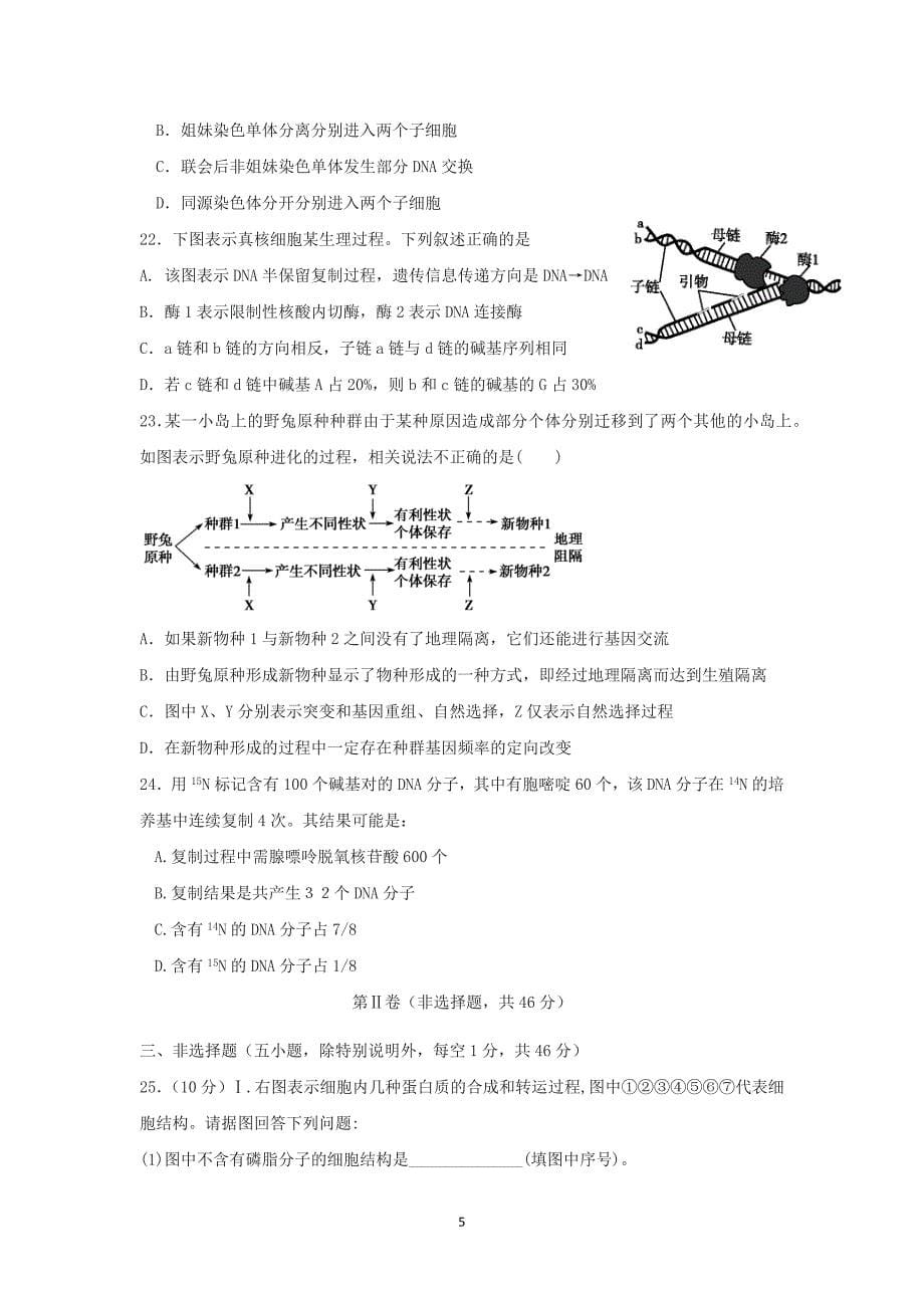 【生物】广东省中山市第二中学2016届高三上学期第二次月考_第5页