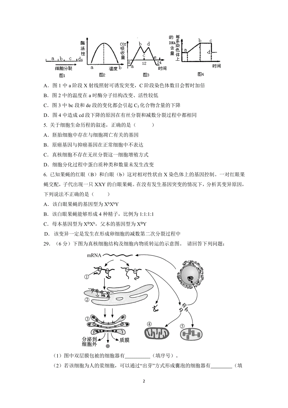 【生物】四川省成都市新都区香城中学2016届高三上学期10月月考_第2页