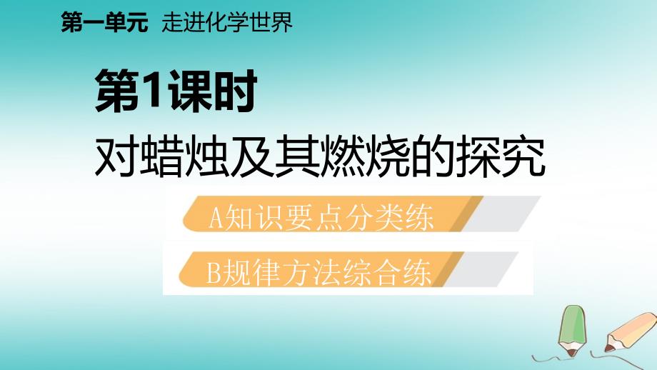 2018年秋九年级化学上册 第一单元 走进化学世界 课题2 化学是一门以实验为基础的科学 第1课时 对蜡烛及其燃烧的探究练习课件 （新版）新人教版_第2页