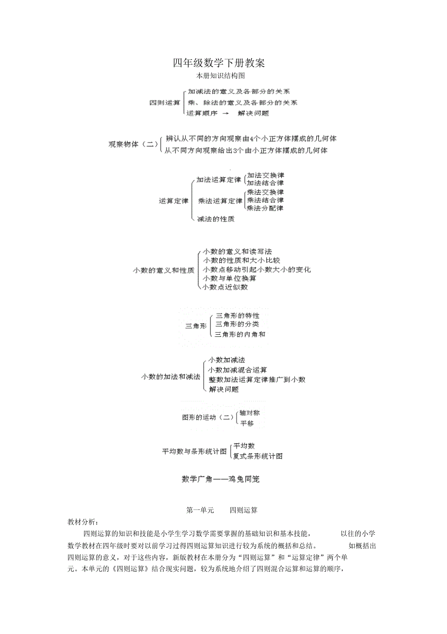 人教版2015最新四年级数学下册第一、二、三单元电子教案_第1页