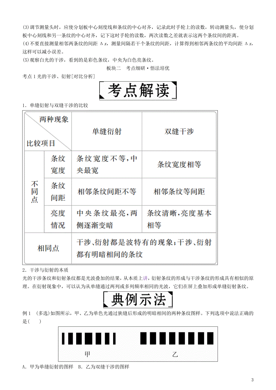 2019版高考物理一轮复习第十六章光与电磁波相对论简介第2讲光的波动性学案_第3页