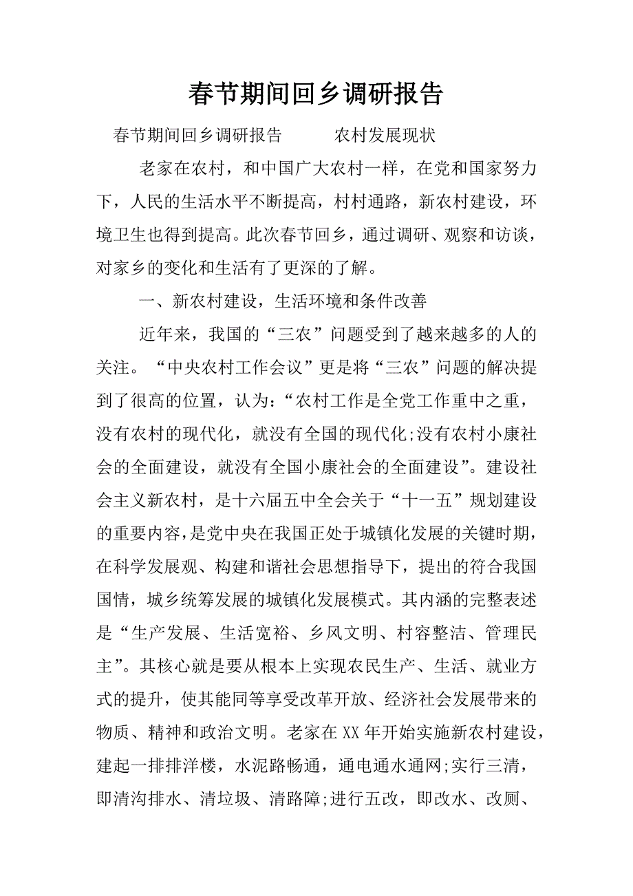 春节期间回乡调研报告.docx_第1页