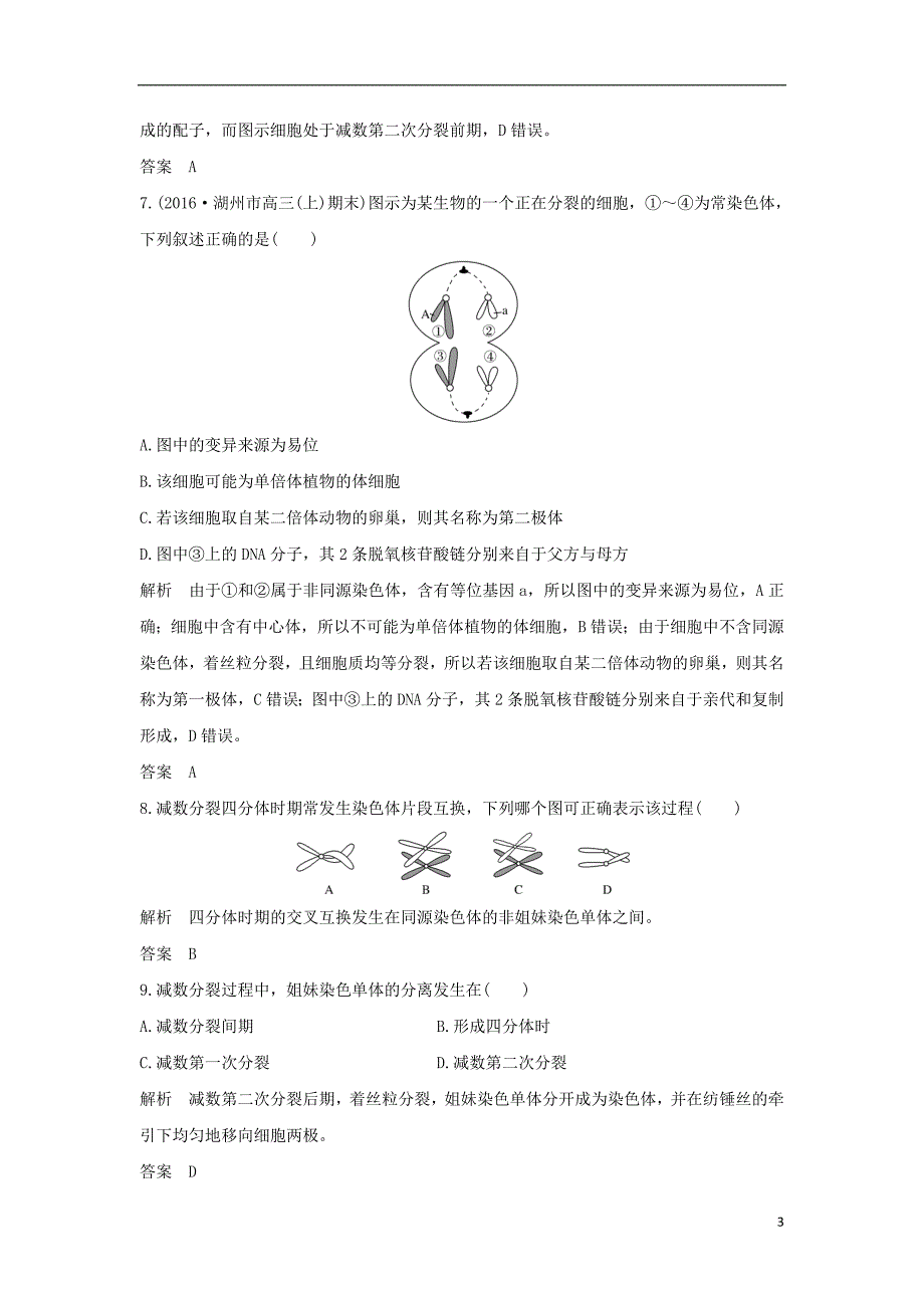 高考生物总复习 专题 细胞的增殖与分化 第_讲 减数分裂_第3页