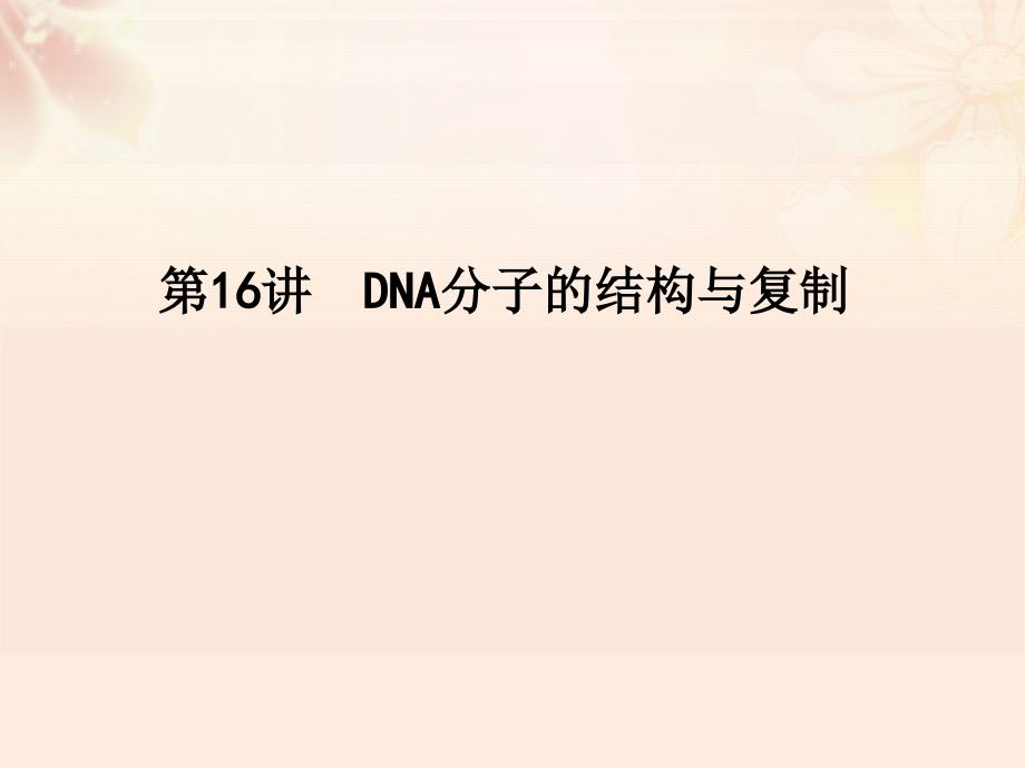 高考生物总复习 专题 遗传的分子基础 第讲 DNA分子的结构与复制课件_第1页