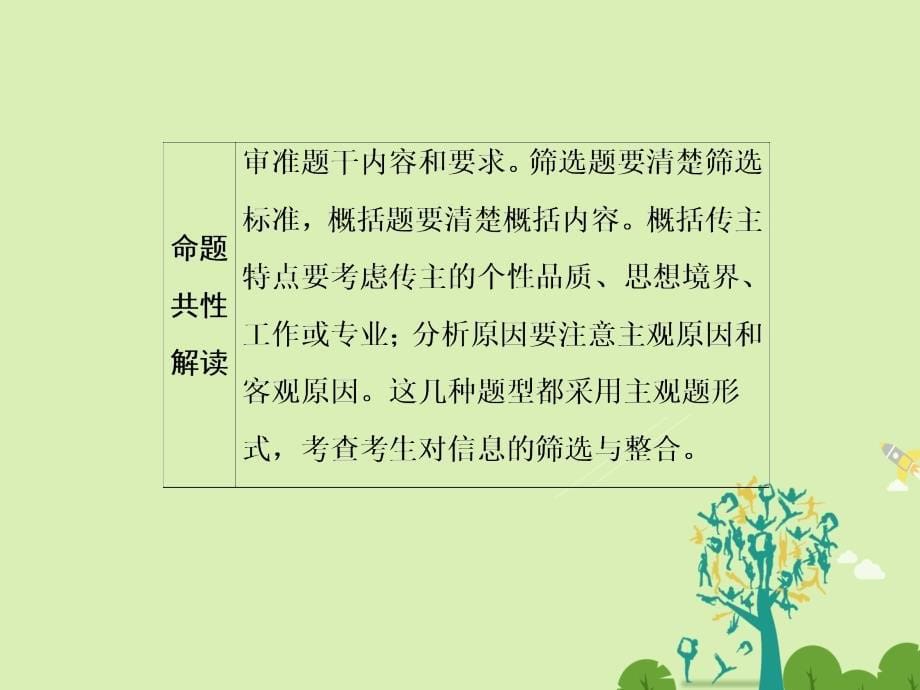 高考语文二轮复习 第一编 知识专题突破篇 专题六 实用类文本阅读 绝招 准确概括，分析具体-事迹特点概括题课件_第5页