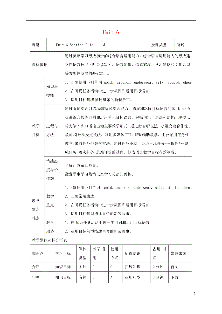 陕西省安康市石泉县池河镇2017-2018学年八年级英语下册 unit 6 an old man tried to move the mountains（第5课时）section b（1a-1d）教案 （新版）人教新目标版_第1页