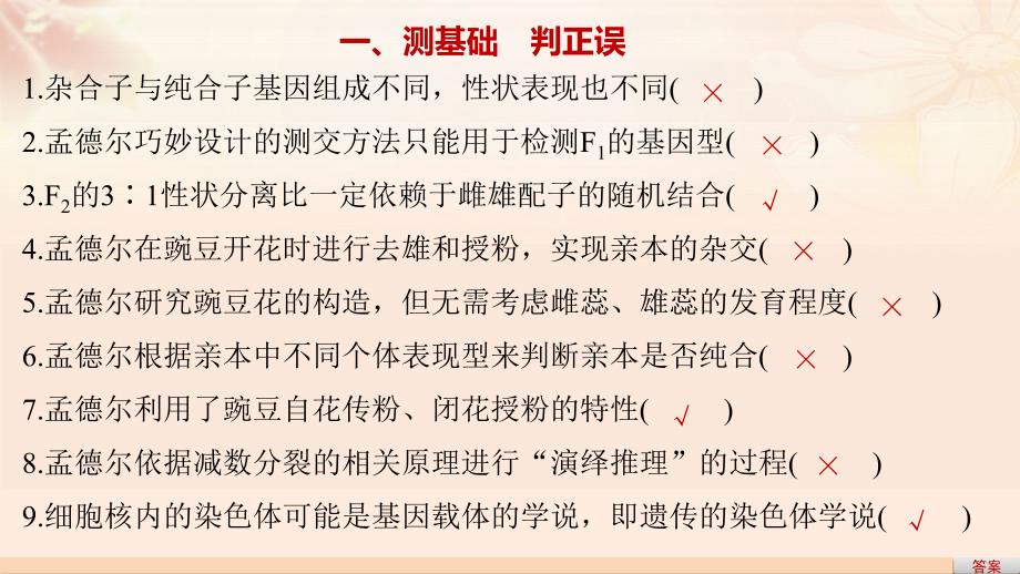 高考生物总复习 单元基础知识排查（四）遗传的基本规律及人类遗传病与优生课件_第3页