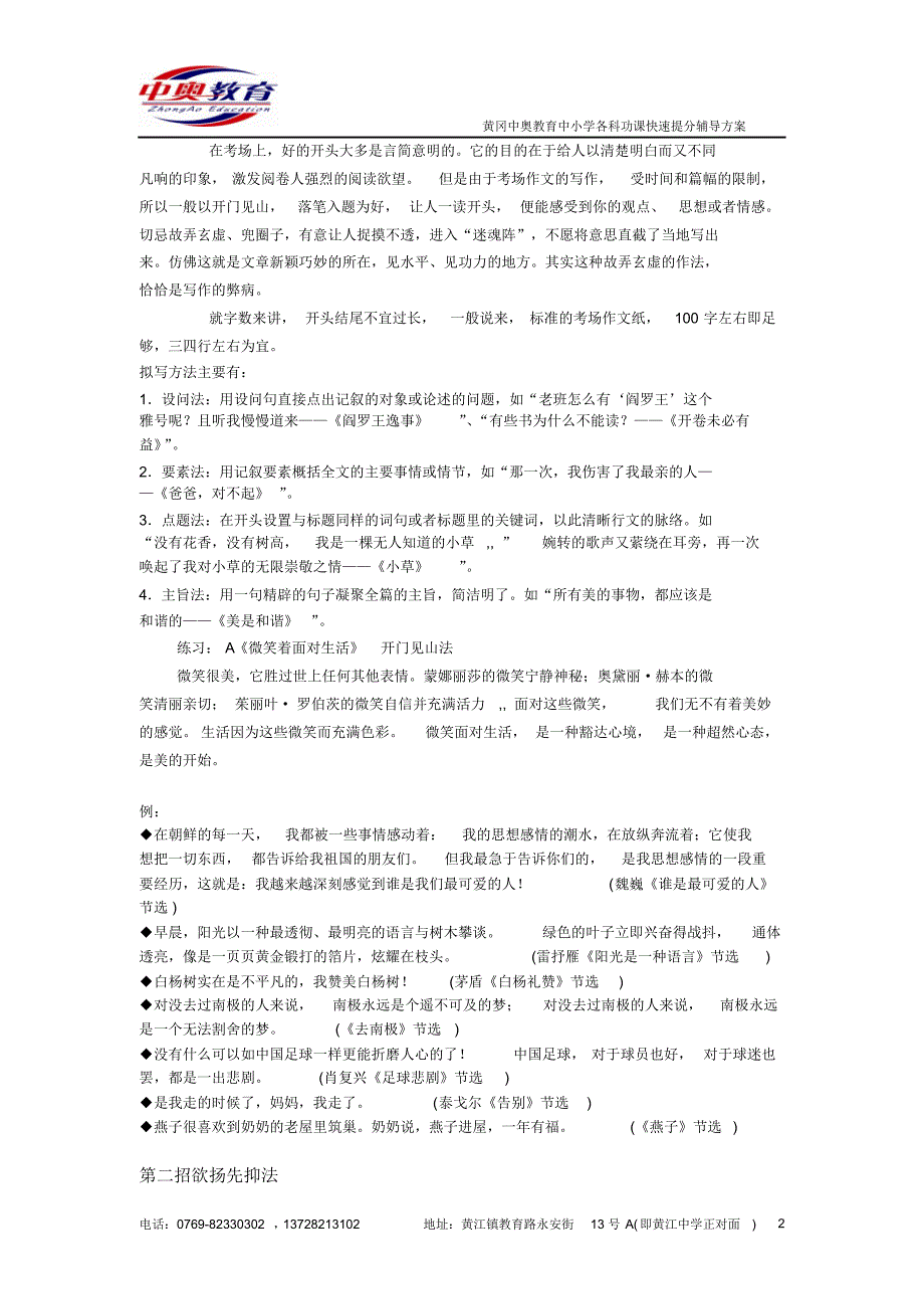 作文开头技巧(小升初作文辅导系列)_第2页