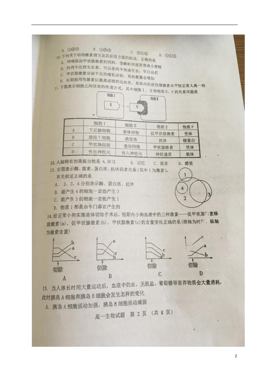 山东省昌乐县第一中学2017-2018学年高一生物下学期第二次月考试题（无答案）_第2页