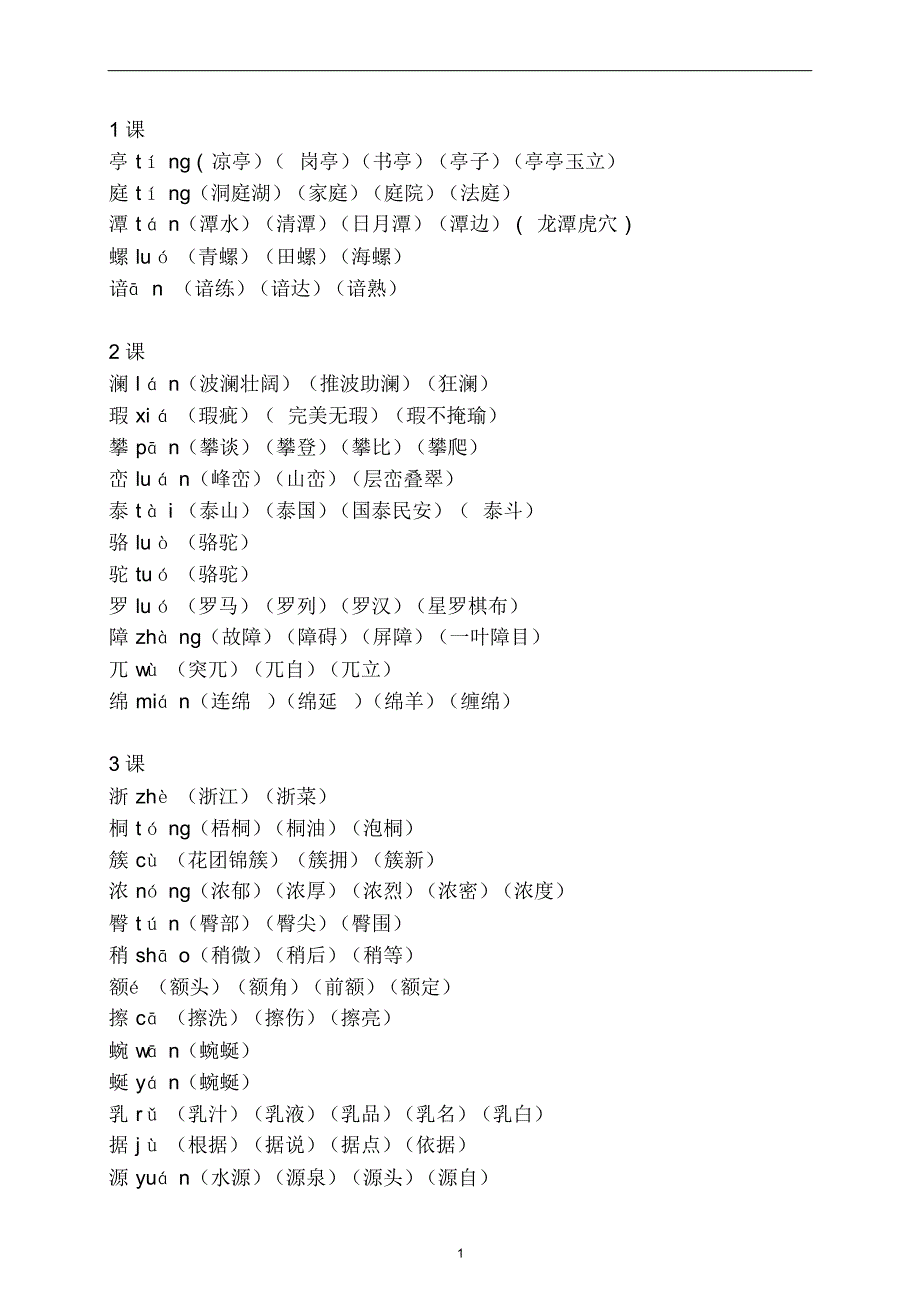 小学四年级语文下册生字扩词_第1页