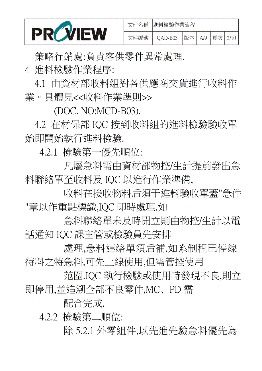 某某科技有限公司进料检验作业流程 17页_第3页