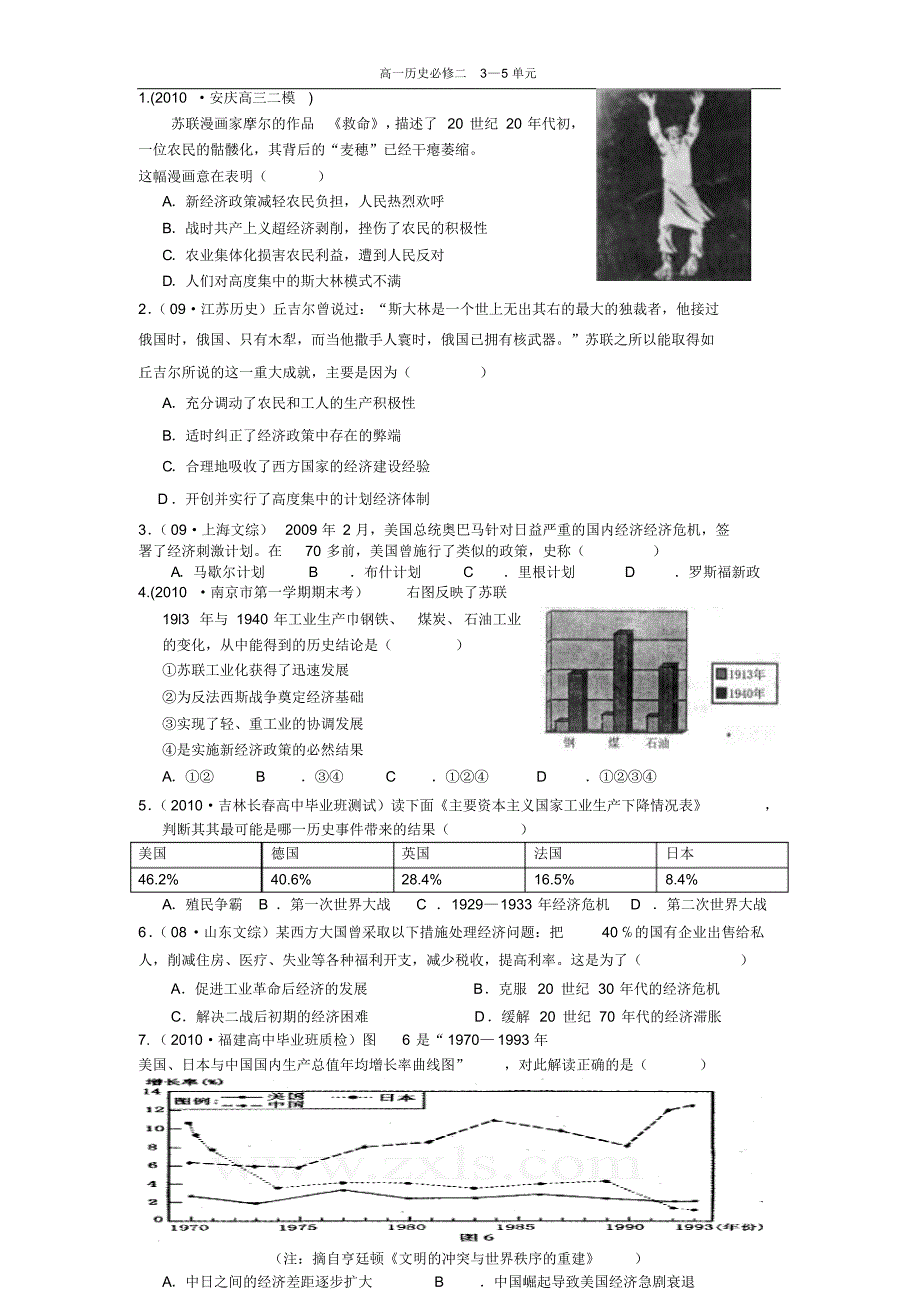 岳麓版高一历史必修二第三至第五单元检测题_第1页