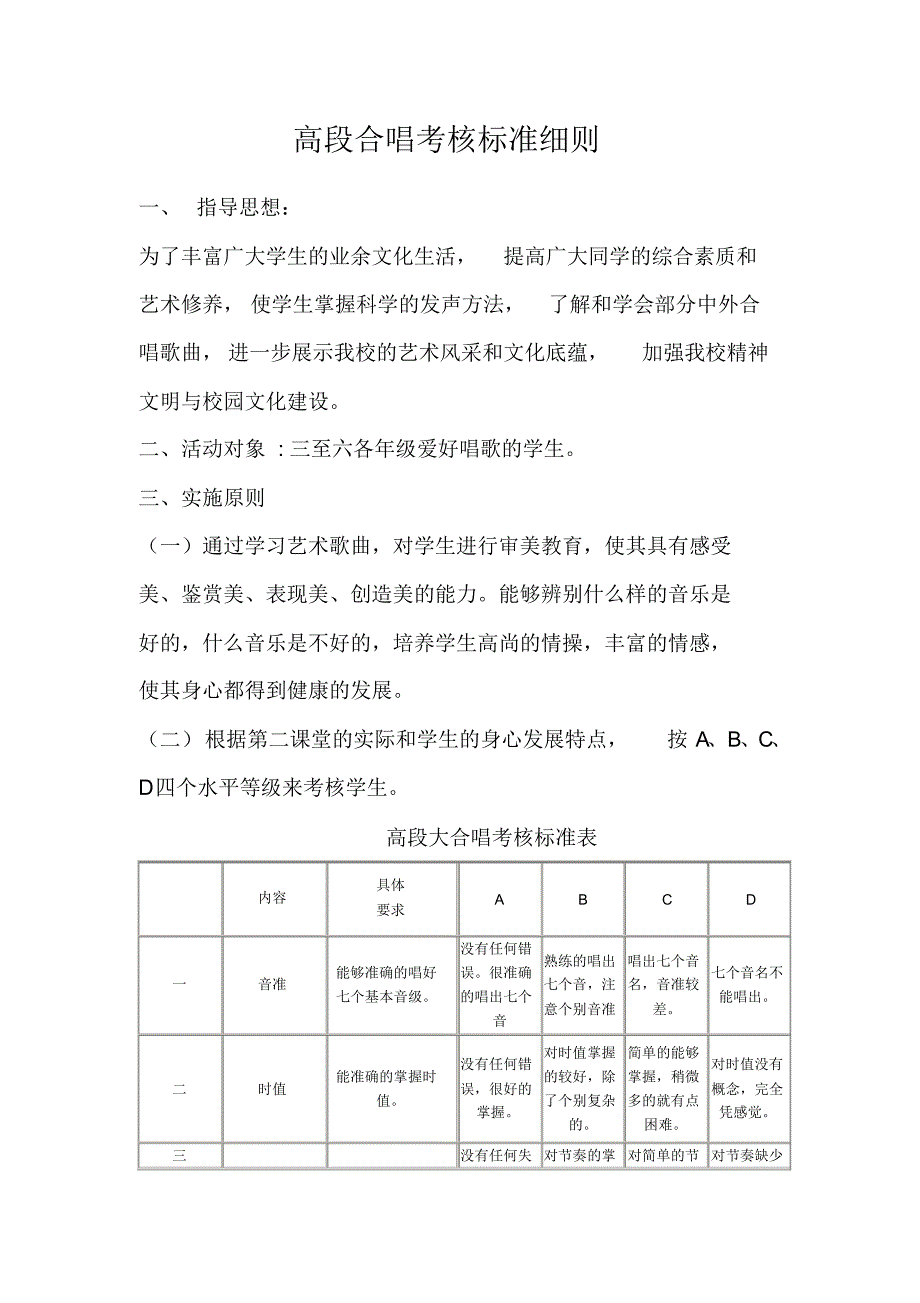 大合唱社团考核标准细则_第1页