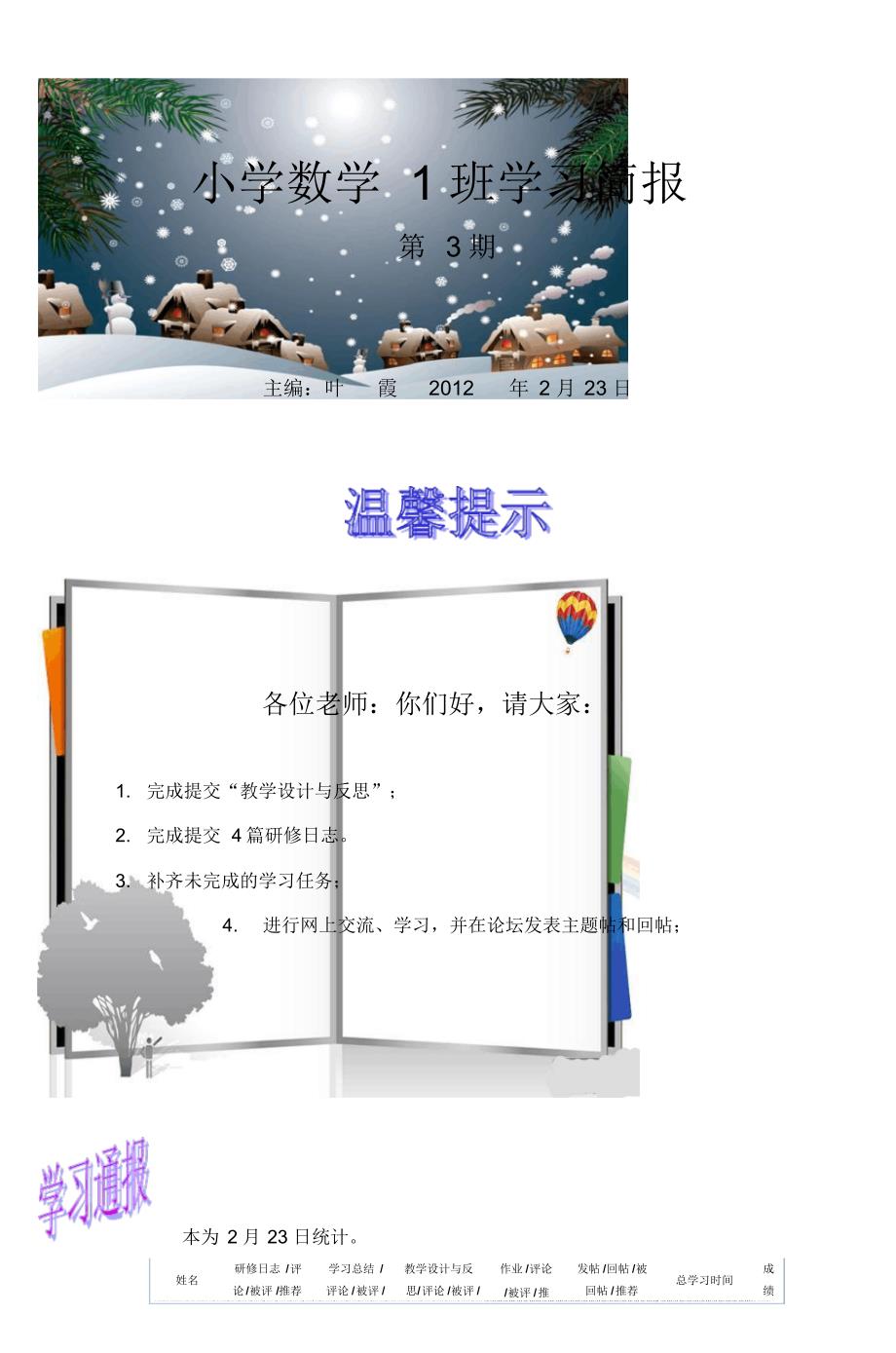 小学数学1班学习简报_第1页