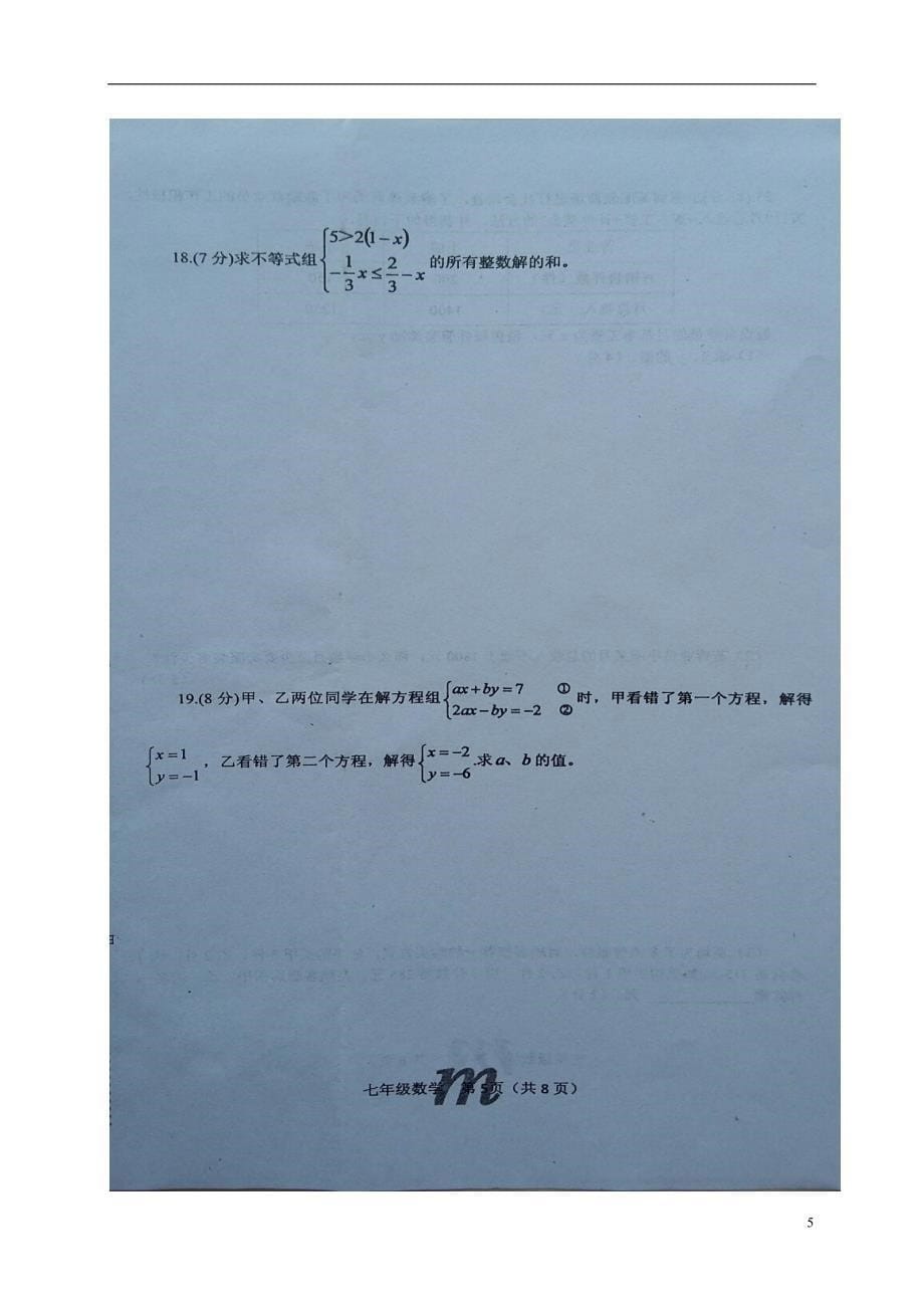 河南省南阳市淅川县2017-2018学年七年级数学下学期期中试题 新人教版_第5页