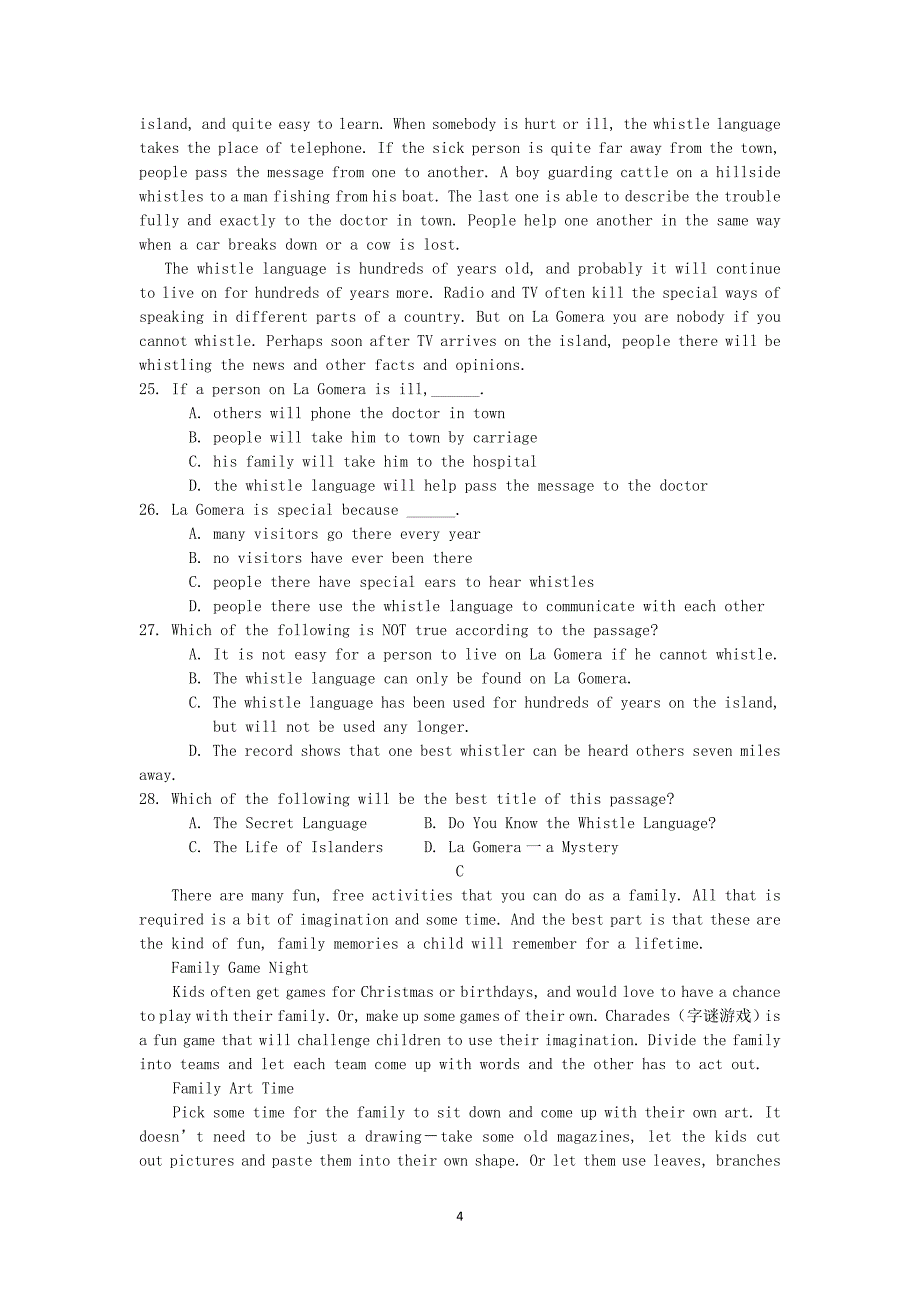 【英语】河北省2013-2014学年高一下学期期中考试_第4页