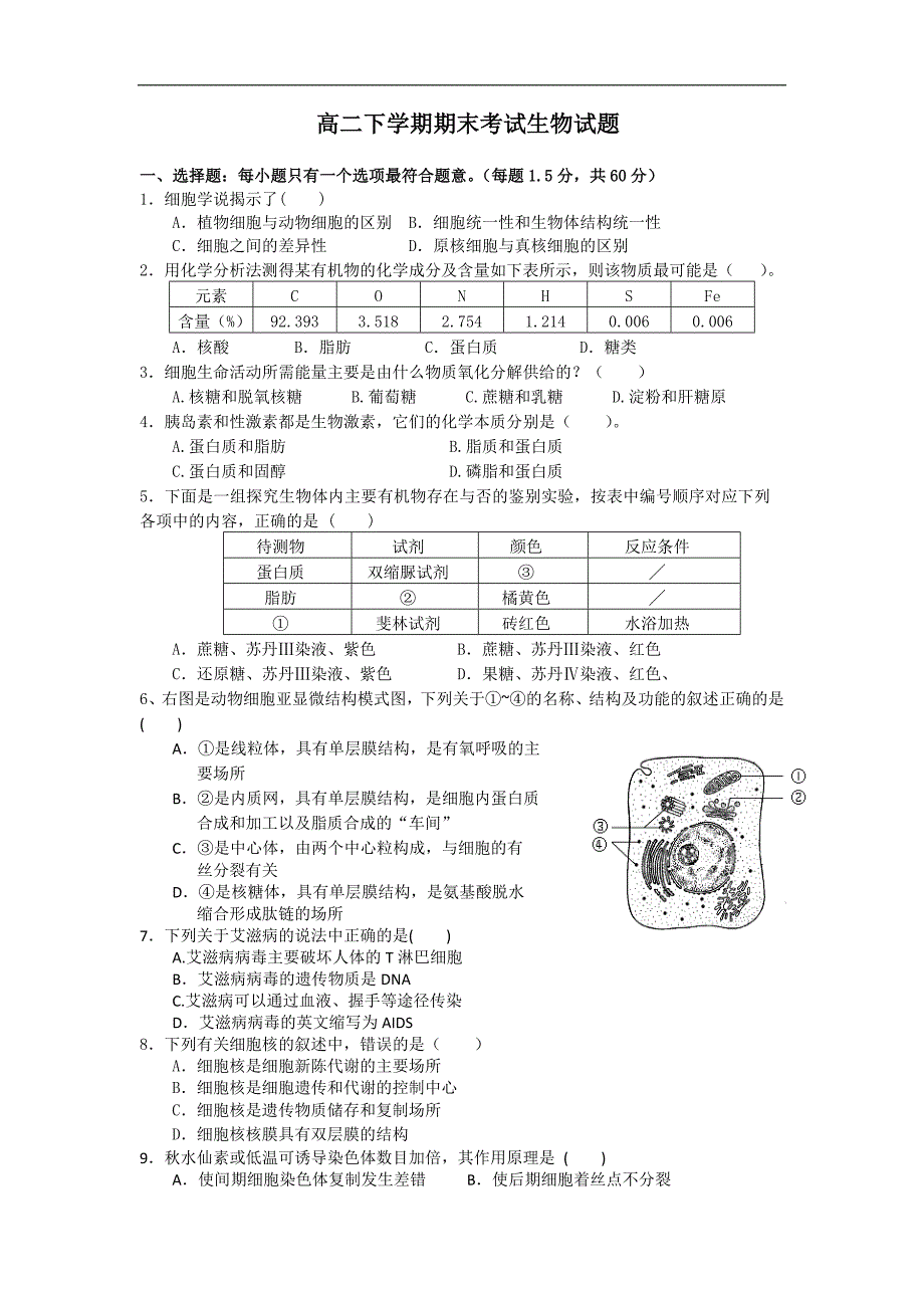 【生物】云南省玉溪第二中学2012-2013学年高二下学期期末考试_第1页