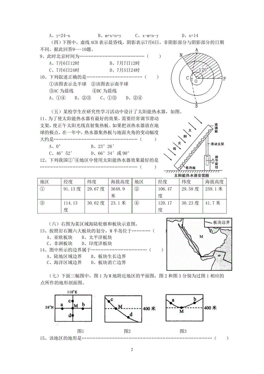 【地理】上海市七校2012-2013学年高二5月阶段检测试题_第2页