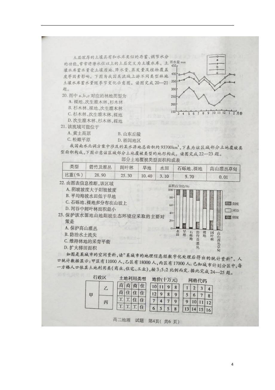 河南省驻马店市2017-2018学年高二地理下学期期末考试试题_第4页