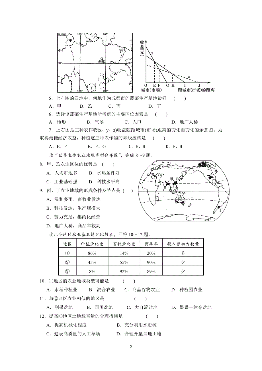 【地理】山东省德州市跃华学校2012-2013学年高一下学期5月月考试题_第2页