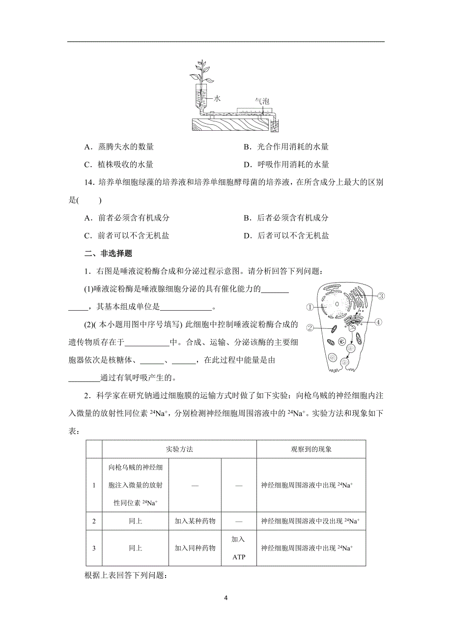 【生物】河北省邢台市广宗中学2014-2015学年高一上学期期末考试_第4页