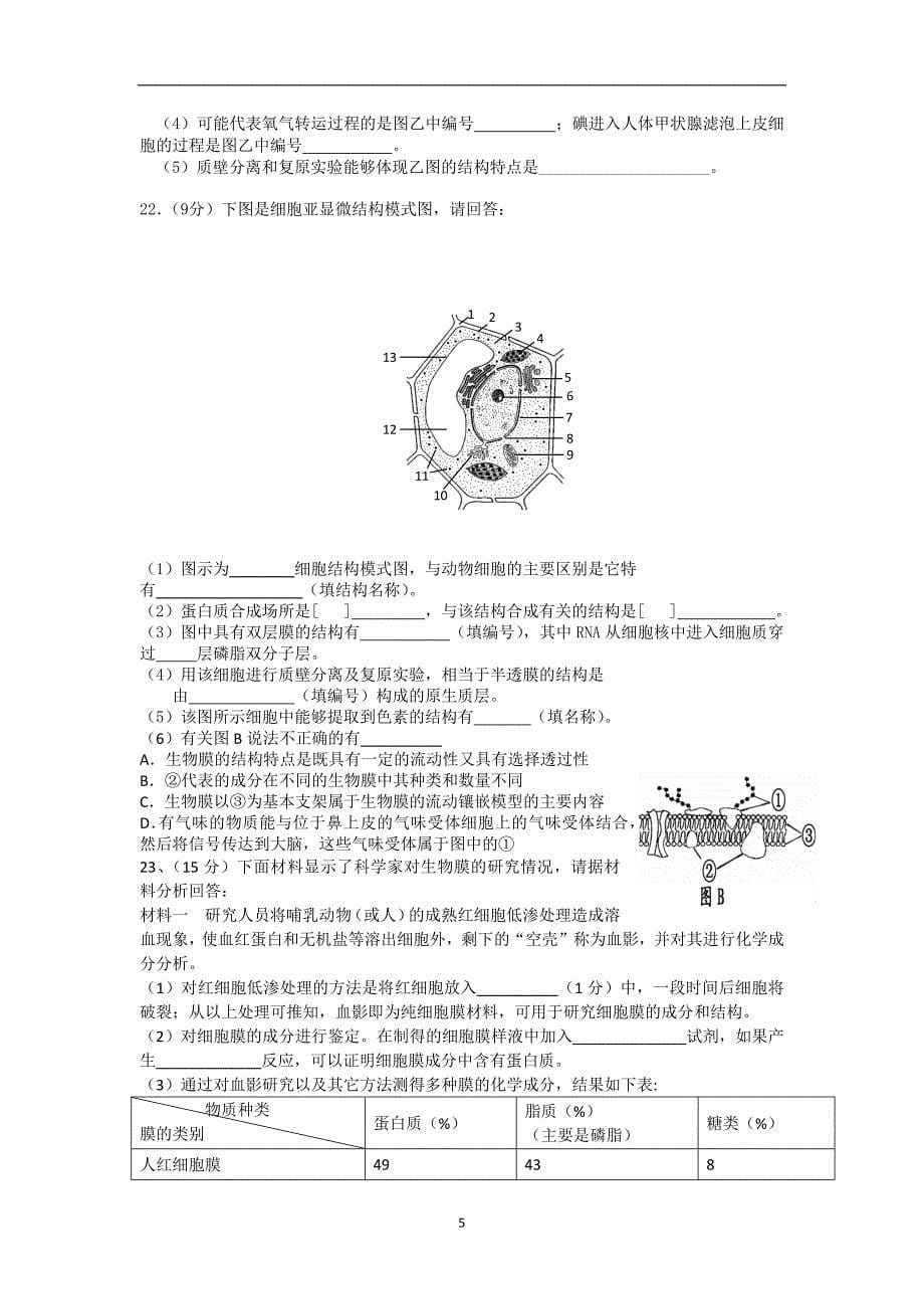 【生物】四川省仁寿县华兴中学2013-2014学年高一上学期期末考试_第5页