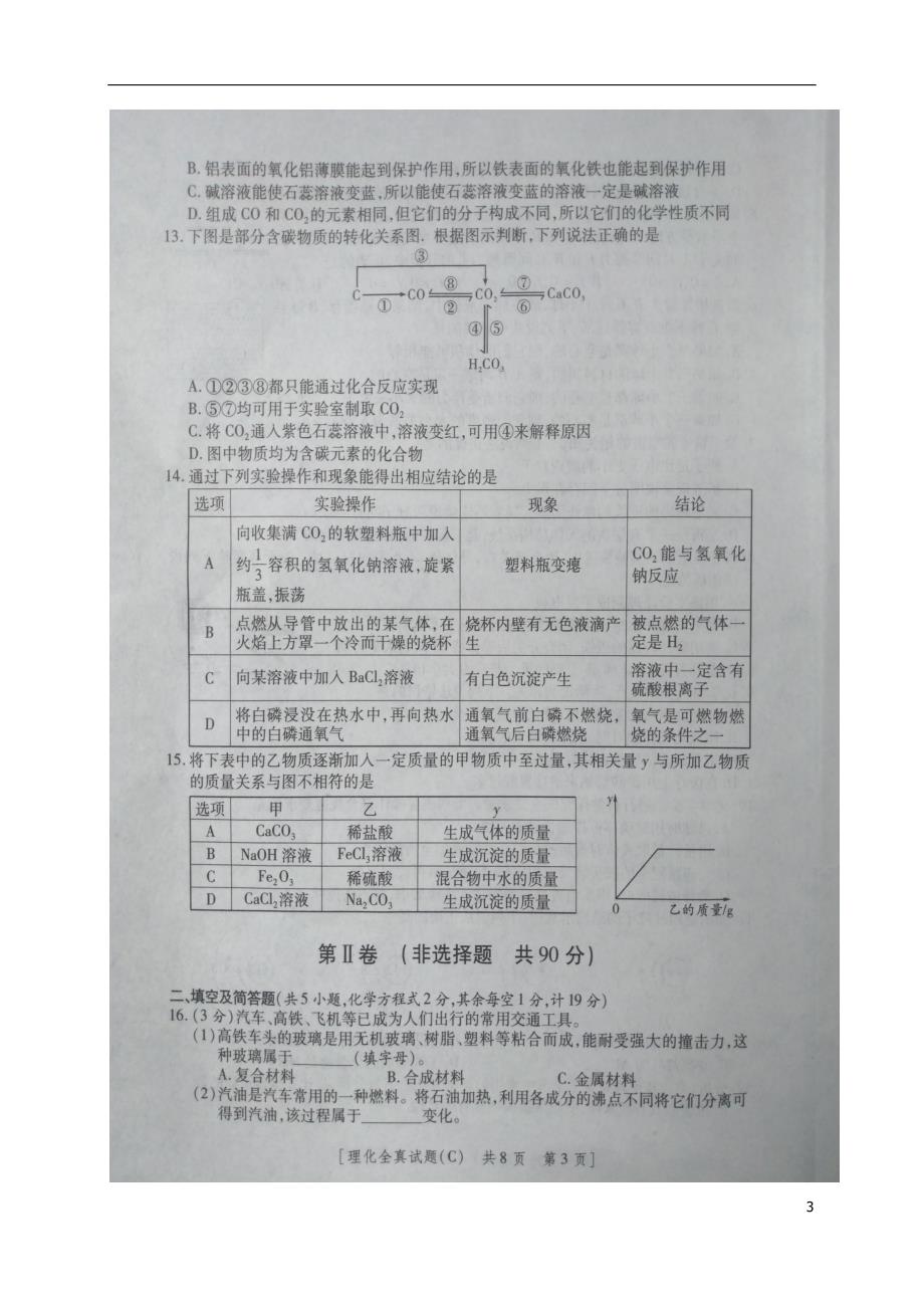 陕西省西安市莲湖区2018届九年级理化下学期期中试题_第3页