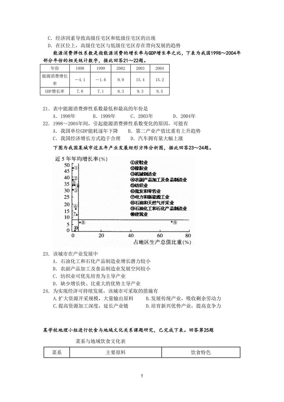 【地理】江苏省2013届高三第三次模拟考试试题_第5页