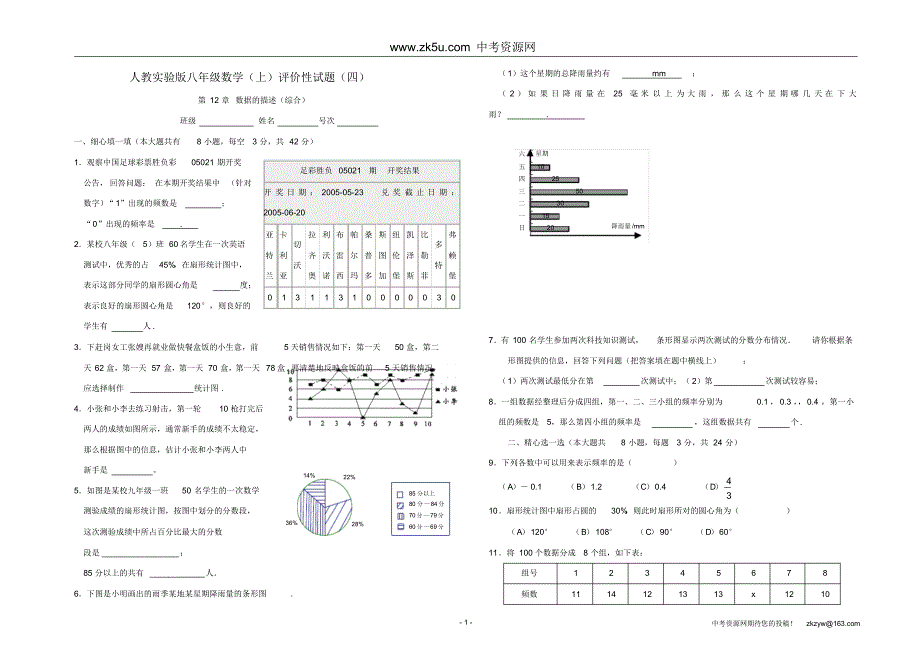 数学：评价性试题(人教版八年级上)4_第1页
