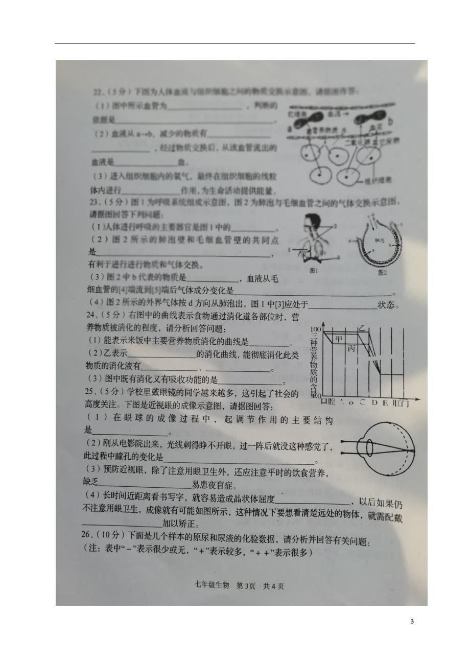 湖南省岳阳县2017_2018学年七年级生物下学期期末试题新人教版_第3页