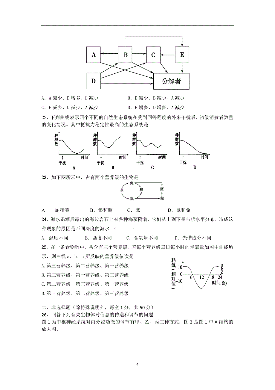 【生物】海南省三亚市第一中学2013-2014学年高二上学期期末考试（理）_第4页