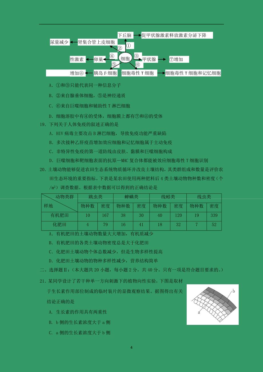 【生物】浙江省杭州地区七校2015届高三上学期期末联考_第4页